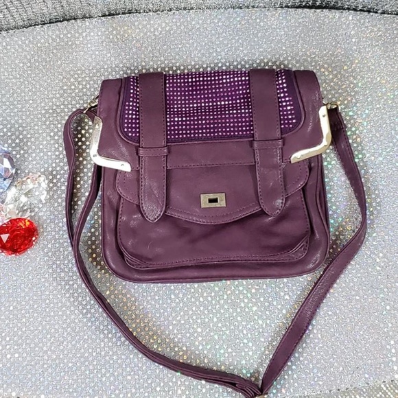 Purple+Gold Rhinestone Sparkle Purse Valentine's - Picture 1 of 5